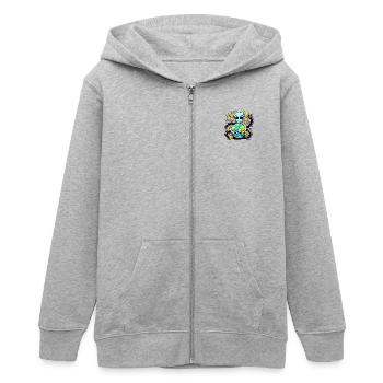 Lustiger Außerirdischer mit Erde Design - Teenager Organic Kapuzenjacke Mini Cultivator von Stanley/Stella - Grau meliert - Vorne - AI Model Teenager Male light (155cm)