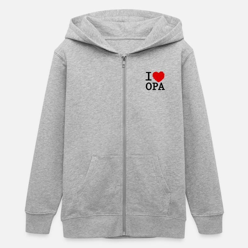J'aime le grand-papa - Veste à capuche ado bio Stanley/Stella - gris chiné