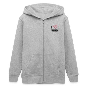 Pompier / Feu / Sécurité / Pompière / Urgences - Veste à capuche ado bio Stanley/Stella - gris chiné - Devant - AI Model Teenager Male light (155cm)