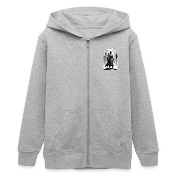 Chevaliers - Design médiéval - Veste à capuche ado bio Stanley/Stella - gris chiné - Devant - AI Model Teenager Male light (155cm)