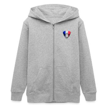 francais drapeau torse corps muscle abdo - Veste à capuche ado bio Stanley/Stella - gris chiné - Devant - AI Model Teenager Male light (155cm)