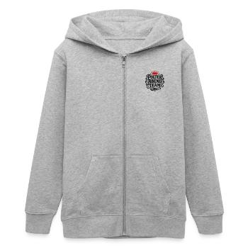 Polter Abend Team - Teenager Organic Kapuzenjacke Mini Cultivator von Stanley/Stella - Grau meliert - Vorne - AI Model Teenager Male light (155cm)