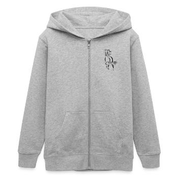 galloping horse Stallion Mare drawing - Teens Organic Zip-up Hoodie by Stanley/Stella - heather grey - Front - AI Model Teenager Male light (155cm)