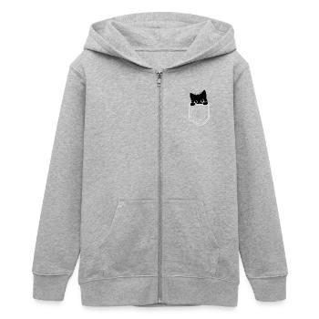 Schwarze Katze - Teenager Organic Kapuzenjacke Mini Cultivator von Stanley/Stella - Grau meliert - Vorne - AI Model Teenager Male light (155cm)