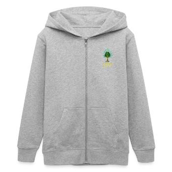 Arborea Lucida – Wo Licht in der Stille wohnt - Teenager Organic Kapuzenjacke Mini Cultivator von Stanley/Stella - Grau meliert - Vorne - AI Model Teenager Male light (155cm)