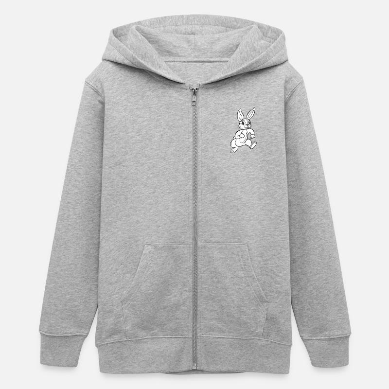 lapin cartoon - Veste à capuche ado bio Stanley/Stella - gris chiné