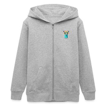 Retro Lama Revolt - Teens Organic Zip-up Hoodie by Stanley/Stella - heather grey - Front - AI Model Teenager Male light (155cm)