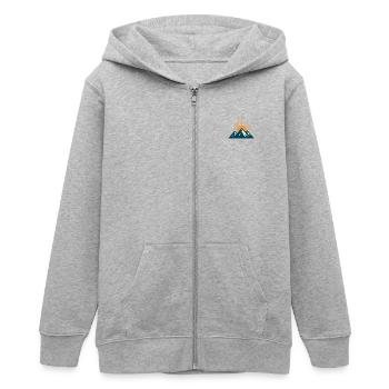 Minimalist Mountain Sunrise - Teenager Organic Kapuzenjacke Mini Cultivator von Stanley/Stella - Grau meliert - Vorne - AI Model Teenager Male light (155cm)