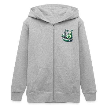 Cool summer sailing dinghy with avocado - Teens Organic Zip-up Hoodie by Stanley/Stella - heather grey - Front - AI Model Teenager Male light (155cm)