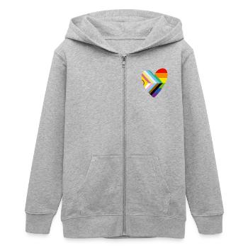 🌈 Herz – Progress Pride & Disability Flag - Teenager Organic Kapuzenjacke Mini Cultivator von Stanley/Stella - Grau meliert - Vorne - AI Model Teenager Male light (155cm)