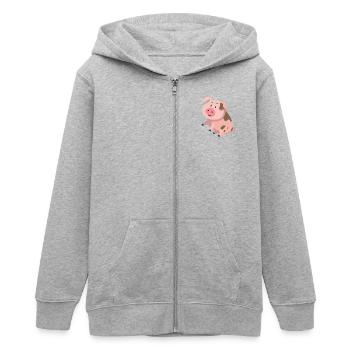 Kleines Schweinchen Illustration – süßes Tiermotiv - Teenager Organic Kapuzenjacke Mini Cultivator von Stanley/Stella - Grau meliert - Vorne - AI Model Teenager Male light (155cm)