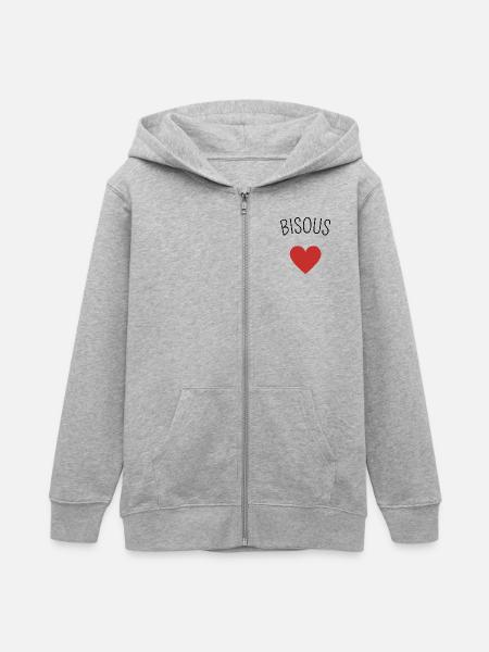 Bisous coeur - Veste à capuche ado bio Stanley/Stella - gris chiné