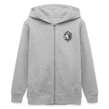 Majestätischer Löwe mit floralen Mustern Löwenkopf - Teenager Organic Kapuzenjacke Mini Cultivator von Stanley/Stella - Grau meliert - Vorne - AI Model Teenager Male light (155cm)