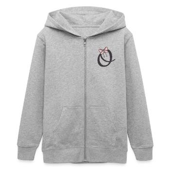 Lettre initiale O Ruban - Veste à capuche ado bio Stanley/Stella - gris chiné - Devant - AI Model Teenager Male light (155cm)