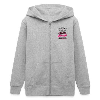 Achtung! verrückte Tante Verwandte Familie Kind - Teenager Organic Kapuzenjacke Mini Cultivator von Stanley/Stella - Grau meliert - Vorne - AI Model Teenager Male light (155cm)
