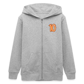 Nummer 10 - Teenager Organic Kapuzenjacke Mini Cultivator von Stanley/Stella - Grau meliert - Vorne - AI Model Teenager Male light (155cm)