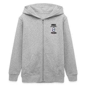 Pinguin Pinguine - Teenager Organic Kapuzenjacke Mini Cultivator von Stanley/Stella - Grau meliert - Vorne - AI Model Teenager Male light (155cm)