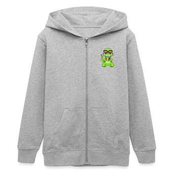 LGBT Animal Dinosaure Rainbow Heart - Veste à capuche ado bio Stanley/Stella - gris chiné - Devant - AI Model Teenager Male light (155cm)