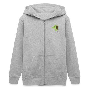 Old TV and tree, Got the whole world - Teens Organic Zip-up Hoodie by Stanley/Stella - heather grey - Front - AI Model Teenager Male light (155cm)