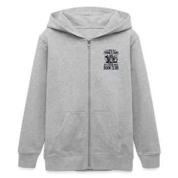 Bücherwurm Gang Lustig Buchclub Spruch - Teenager Organic Kapuzenjacke Mini Cultivator von Stanley/Stella - Grau meliert - Vorne - AI Model Teenager Male light (155cm)