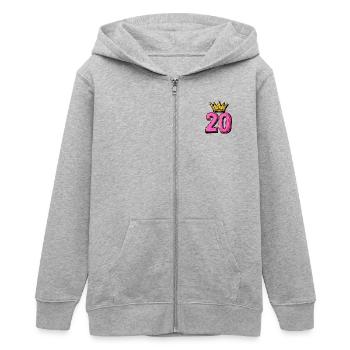 Couronne à 20 chiffres - Veste à capuche ado bio Stanley/Stella - gris chiné - Devant - AI Model Teenager Male light (155cm)