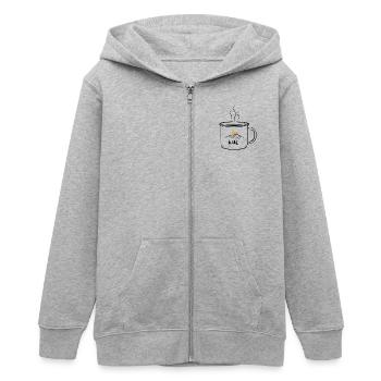 Kaffeetasse Berge - Teenager Organic Kapuzenjacke Mini Cultivator von Stanley/Stella - Grau meliert - Vorne - AI Model Teenager Male light (155cm)