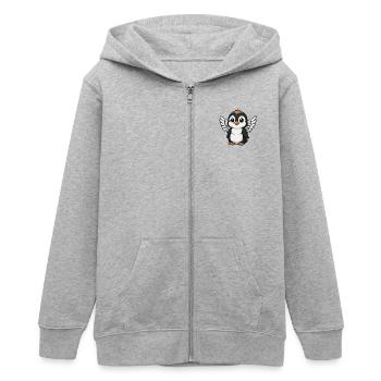 Ange pingouin mignon avec des ailes d’ange dessin animé - Veste à capuche ado bio Stanley/Stella - gris chiné - Devant - AI Model Teenager Male light (155cm)