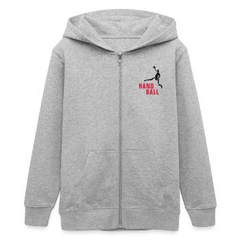 handball_122012_b_2c - Teenager Organic Kapuzenjacke Mini Cultivator von Stanley/Stella - Grau meliert - Vorne - AI Model Teenager Male light (155cm)