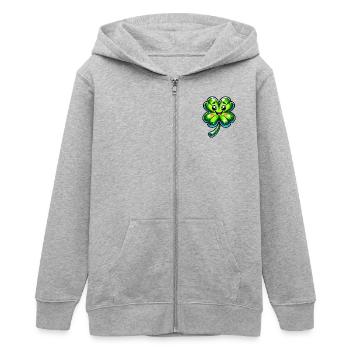 kleeblatt - Teenager Organic Kapuzenjacke Mini Cultivator von Stanley/Stella - Grau meliert - Vorne - AI Model Teenager Male light (155cm)