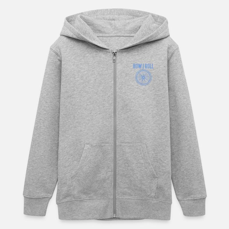Comment je roule drôle cycliste roue vie jeu de mots citation - Veste à capuche ado bio Stanley/Stella - gris chiné