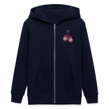 Christmas mittens in embroidered look (printed) - Teens Organic Zip-up Hoodie by Stanley/Stella - navy - Front - AI Model Teenager Male light (155cm)