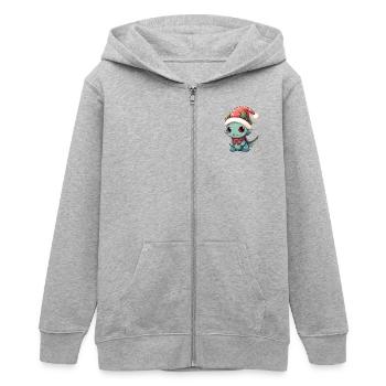 Rire de Noël : Happy Dragon avec - Veste à capuche ado bio Stanley/Stella - gris chiné - Devant - AI Model Teenager Male light (155cm)