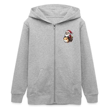 Hamster Père Noël dessin animé - Veste à capuche ado bio Stanley/Stella - gris chiné - Devant - AI Model Teenager Male light (155cm)