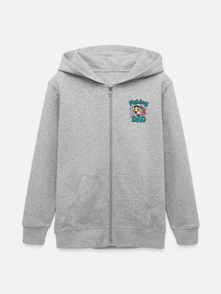 Pêche Pêche avec papa - Veste à capuche ado bio Stanley/Stella - gris chiné