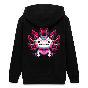 cute axolotl - Teens Organic Zip-up Hoodie by Stanley/Stella - black - Back - AI Model Teenager Male light (155cm)