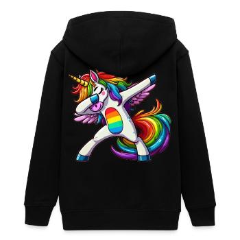 Dabbing Unicorn - Teens Organic Zip-up Hoodie by Stanley/Stella - black - Back - AI Model Teenager Male light (155cm)