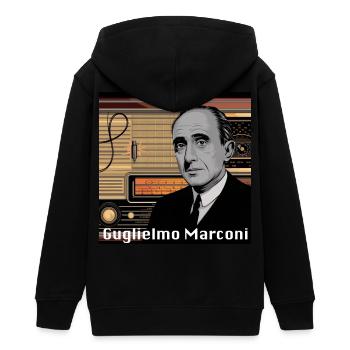 Patrimoine de l’Humanité - Guglielmo Marconi - Veste à capuche ado bio Stanley/Stella - noir - Dos - AI Model Teenager Male light (155cm)