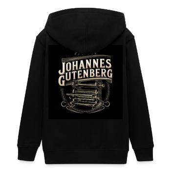 Patrimoine de l’humanité - Johannes Gutenberg - Veste à capuche ado bio Stanley/Stella - noir - Dos - AI Model Teenager Male light (155cm)