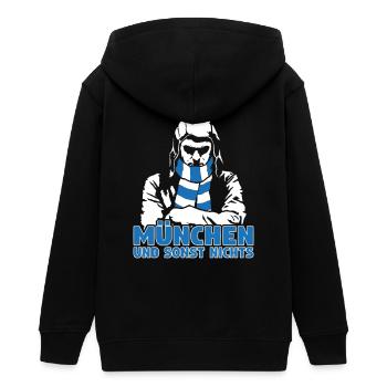 München I und sonst nichts - Teenager Organic Kapuzenjacke Mini Cultivator von Stanley/Stella - Schwarz - Hinten - AI Model Teenager Male light (155cm)