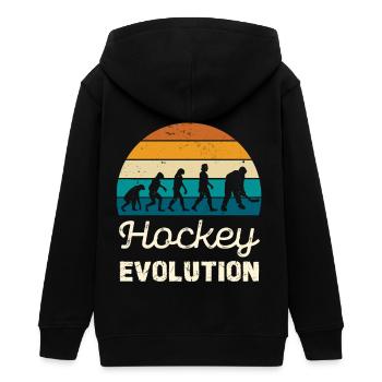 Hockey Evolution Retro Illustration - Teenager Organic Kapuzenjacke Mini Cultivator von Stanley/Stella - Schwarz - Hinten - AI Model Teenager Male light (155cm)