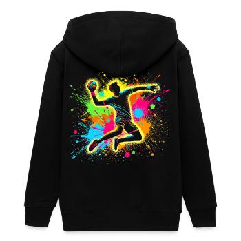 Handball Handballer, bunt Handballspieler - Teenager Organic Kapuzenjacke Mini Cultivator von Stanley/Stella - Schwarz - Hinten - AI Model Teenager Male light (155cm)