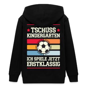 Einschulung 1. Klasse Erstklässler Fußballer - Teenager Organic Kapuzenjacke Mini Cultivator von Stanley/Stella - Schwarz - Hinten - AI Model Teenager Male light (155cm)