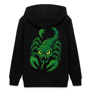 Scorpion vert vénéneux dans le style bande dessinée - Veste à capuche ado bio Stanley/Stella - noir - Dos - AI Model Teenager Male light (155cm)