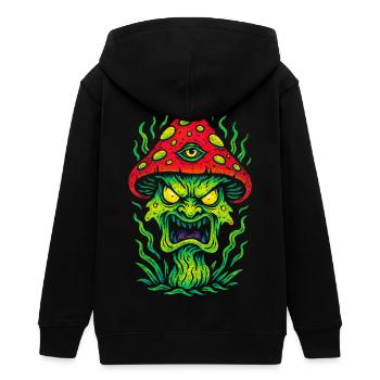 Psycho Toadstool with Third Eye - Teens Organic Zip-up Hoodie by Stanley/Stella - black - Back - AI Model Teenager Male light (155cm)