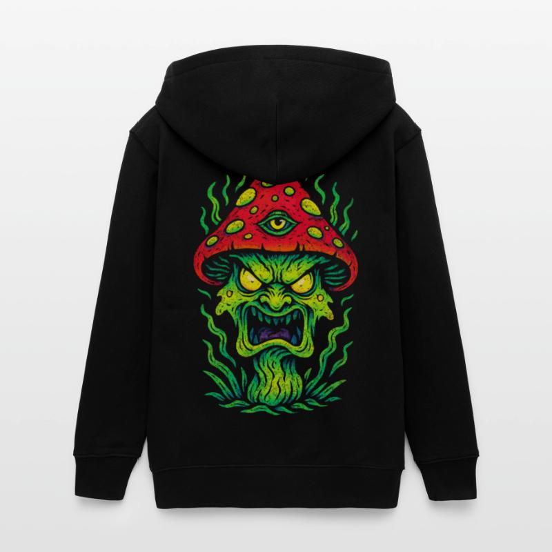 Psycho Toadstool with Third Eye Teens Organic Zip-up Hoodie by Stanley/Stella