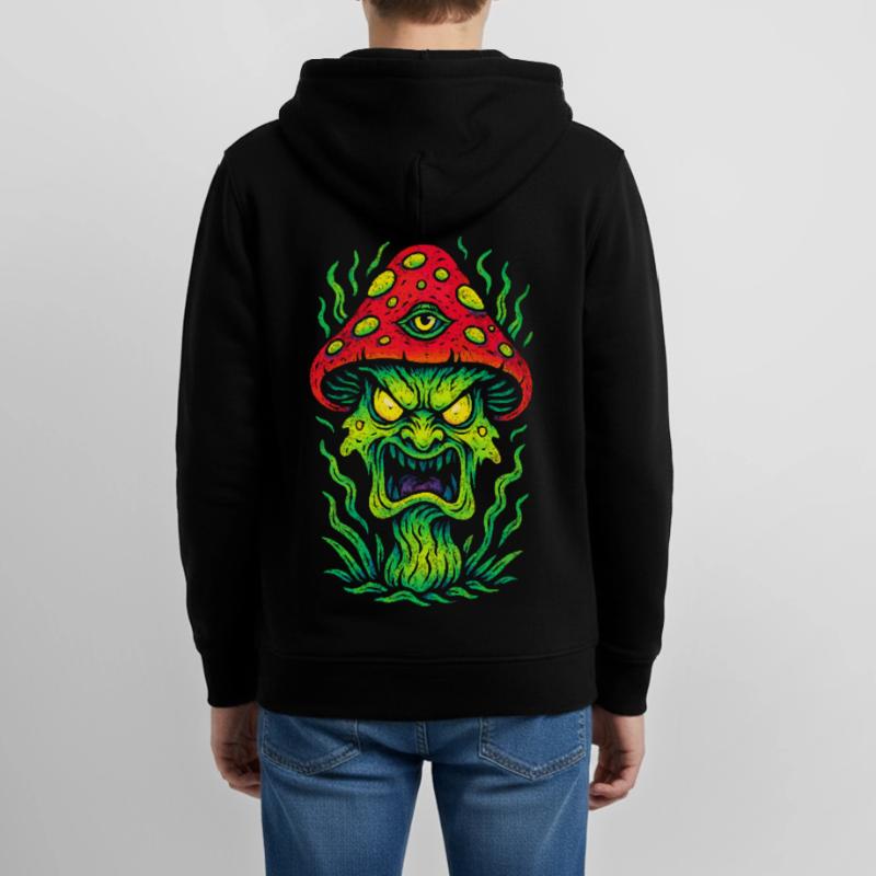 Psycho Toadstool with Third Eye Teens Organic Zip-up Hoodie by Stanley/Stella