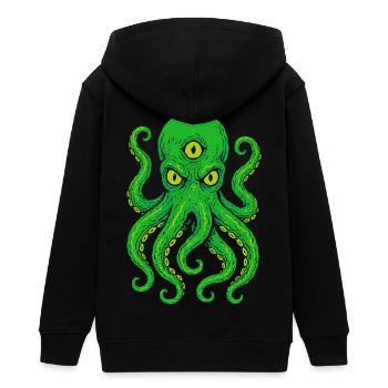 Tentacle Octopus with Third Eye Neon - Teens Organic Zip-up Hoodie by Stanley/Stella - black - Back - AI Model Teenager Male light (155cm)