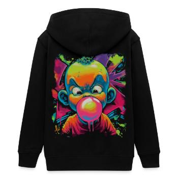 Wütendes Kaugummi Kind Comic Streetart Neon Look - Teenager Organic Kapuzenjacke Mini Cultivator von Stanley/Stella - Schwarz - Hinten - AI Model Teenager Male light (155cm)