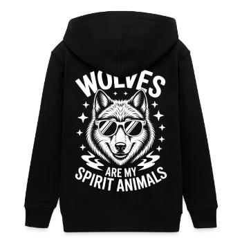 Wolf Saying, Wolves Sayings, Funny Wolf Gift - Teens Organic Zip-up Hoodie by Stanley/Stella - black - Back - AI Model Teenager Male light (155cm)