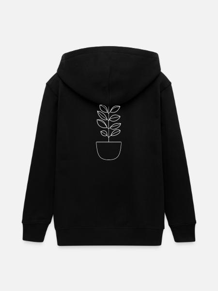 Plante minimaliste - Veste à capuche ado bio Stanley/Stella - noir